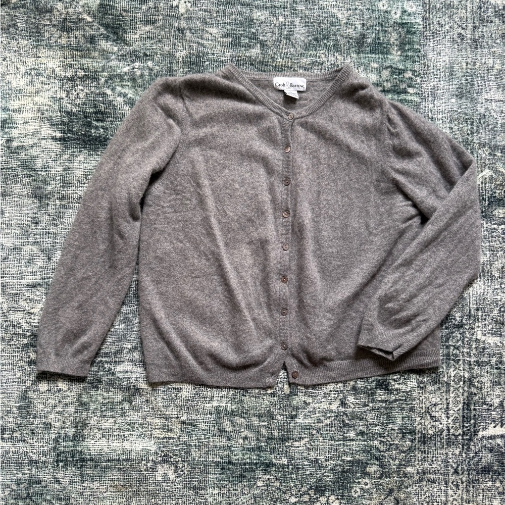 Croft & Barrow Classic Gray 100% Cashmere Cardigan